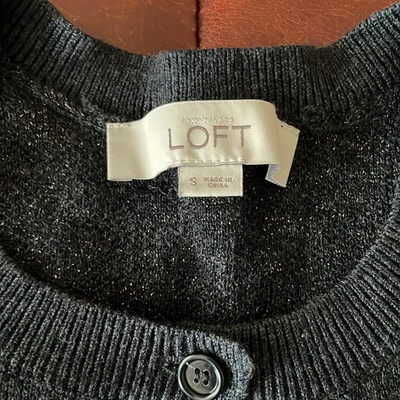 Ann Taylor Loft Black on Black Leopard Print Cardigan Ladies Size S EUC - Picture 2 of 7